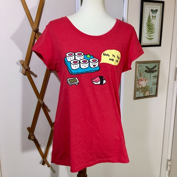 COPY - This Is How We Roll Sushi Red Graphic Tee Size XXL - Picture 3 of 5